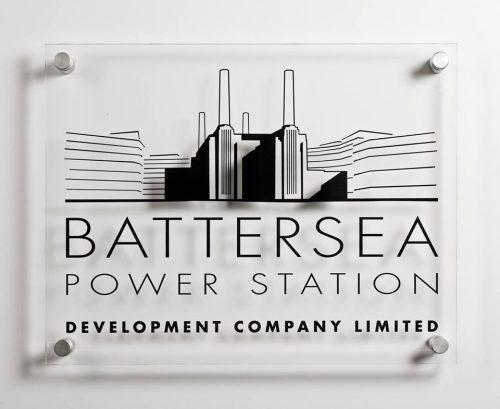 custom acrylic sign with standoffs